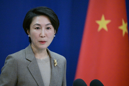中国外務省の毛寧報道局長＝２０２４年１月、北京（ＡＦＰ時事）