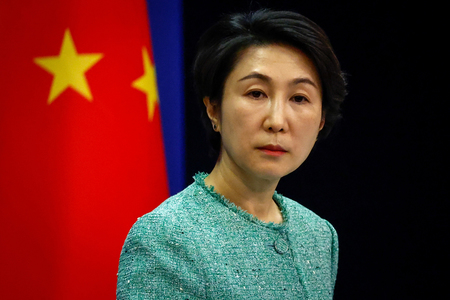 中国外務省の毛寧報道局長=2024年1月、北京(EPA時事)