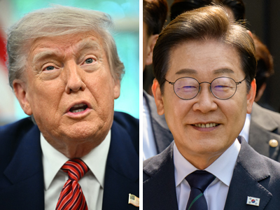 トランプ米大統領(写真左)と韓国大統領選で勝利した李在明氏(いずれもAFP時事)