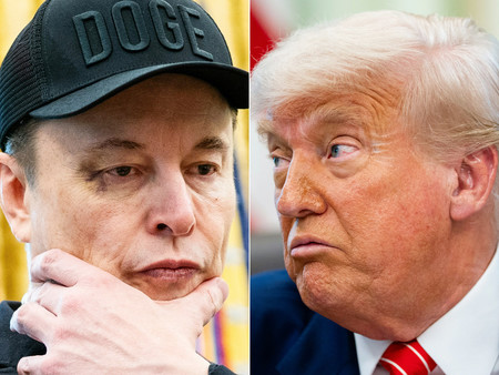 トランプ米大統領(右)と実業家イーロン・マスク氏(AFP時事)