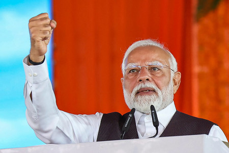 インドのモディ首相=6日、北部カトラ(同国政府提供)(AFP時事)