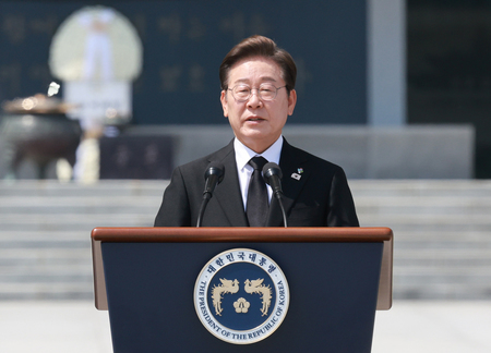 韓国の李在明大統領=6日、ソウル(EPA時事)