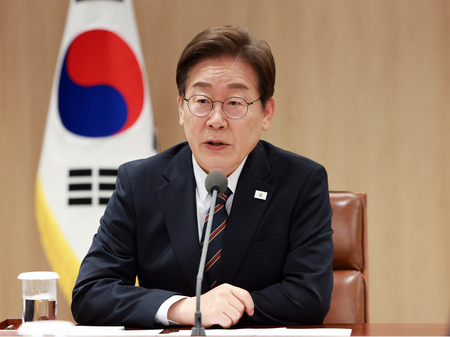 韓国の李在明大統領=9日、ソウル(EPA時事)