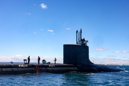 米国のバージニア級原子力潜水艦＝３月１６日、オーストラリア西部沖（ＡＦＰ時事）