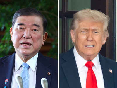 石破茂首相（写真左）とトランプ米大統領（ＡＦＰ時事）
