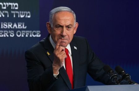 イスラエルのネタニヤフ首相=5月21日、エルサレム(EPA時事)