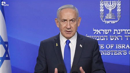 イスラエルのネタニヤフ首相=13日公開の動画より、撮影場所不明(AFP時事)
