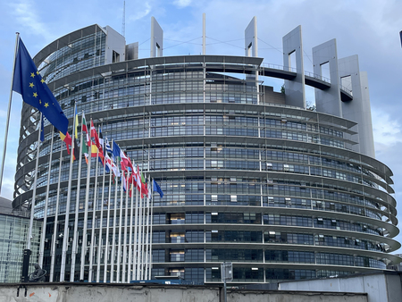 欧州連合（ＥＵ）欧州議会の本会議場＝フランス・ストラスブール