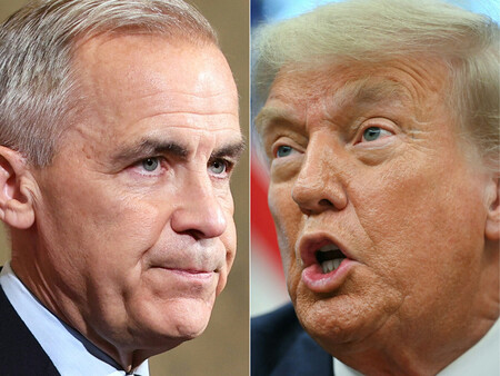 トランプ米大統領（右）とカナダのカーニー首相（ＡＦＰ時事）