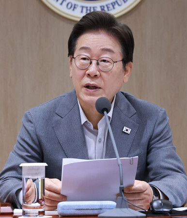 韓国の李在明大統領＝１５日、ソウル（ＥＰＡ時事）