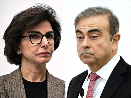 日産自動車元会長カルロス・ゴーン被告(右)とダチ仏文化相(AFP時事)