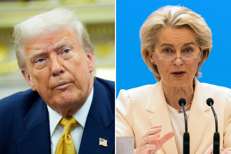トランプ米大統領（写真左）とフォンデアライエン欧州委員長（ＥＰＡ時事）
