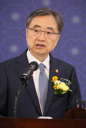 韓国の趙顕新外相＝２１日、ソウル（ＥＰＡ時事）