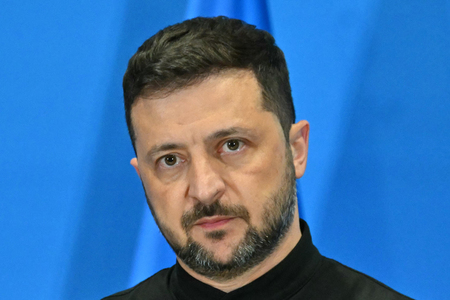 ウクライナのゼレンスキー大統領=10日、イタリア・ローマ(AFP時事)