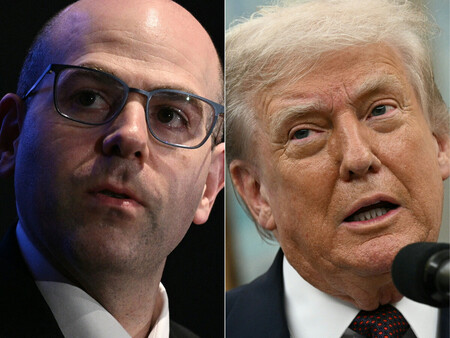 トランプ米大統領(右)が連邦準備制度理事会(FRB)の理事に指名したホワイトハウスのミラン大統領経済諮問委員会(CEA)委員長(AFP時事)