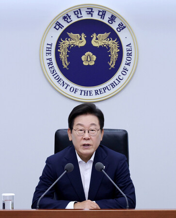 韓国の李在明大統領＝１４日、ソウル（ＥＰＡ時事）